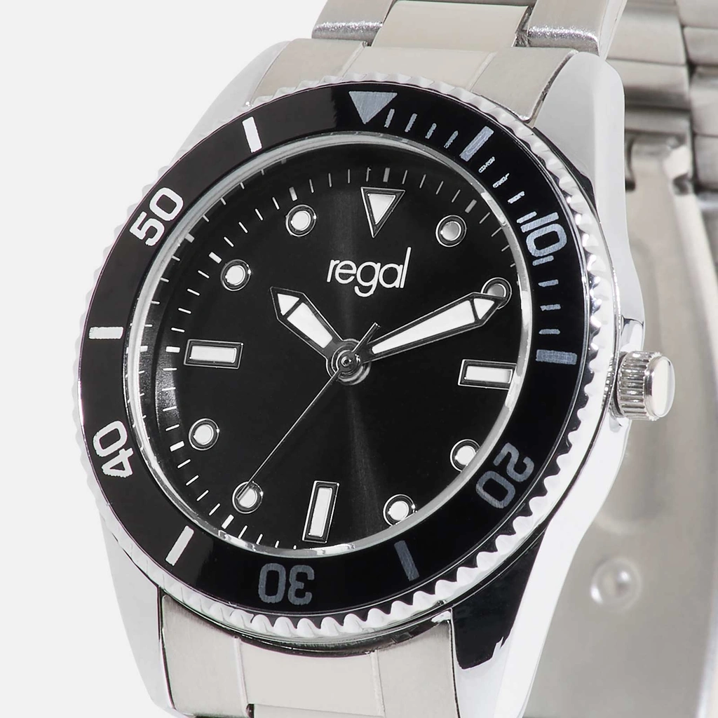 Regal barnklocka - metallband, silver/svart, 30 mm