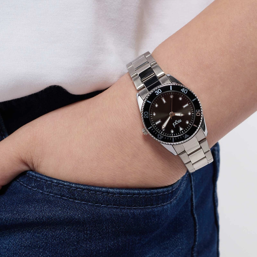 Regal barnklocka - metallband, silver/svart, 30 mm