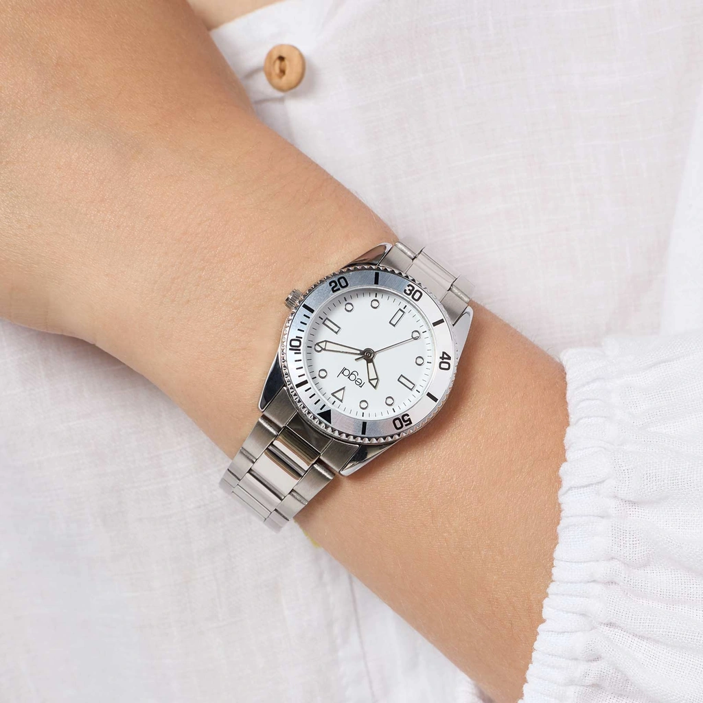 Regal barnklocka - metallband, silver/vit, 30 mm