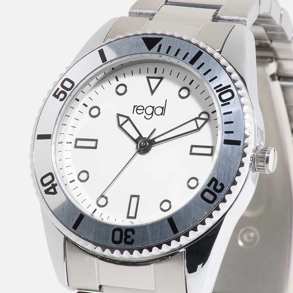 Regal barnklocka - metallband, silver/vit, 30 mm