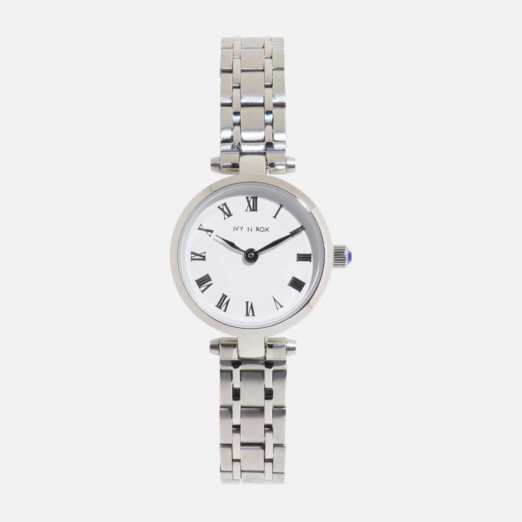 Ivy n Rox Timeless damklocka - rund, silver/vit, 24 mm