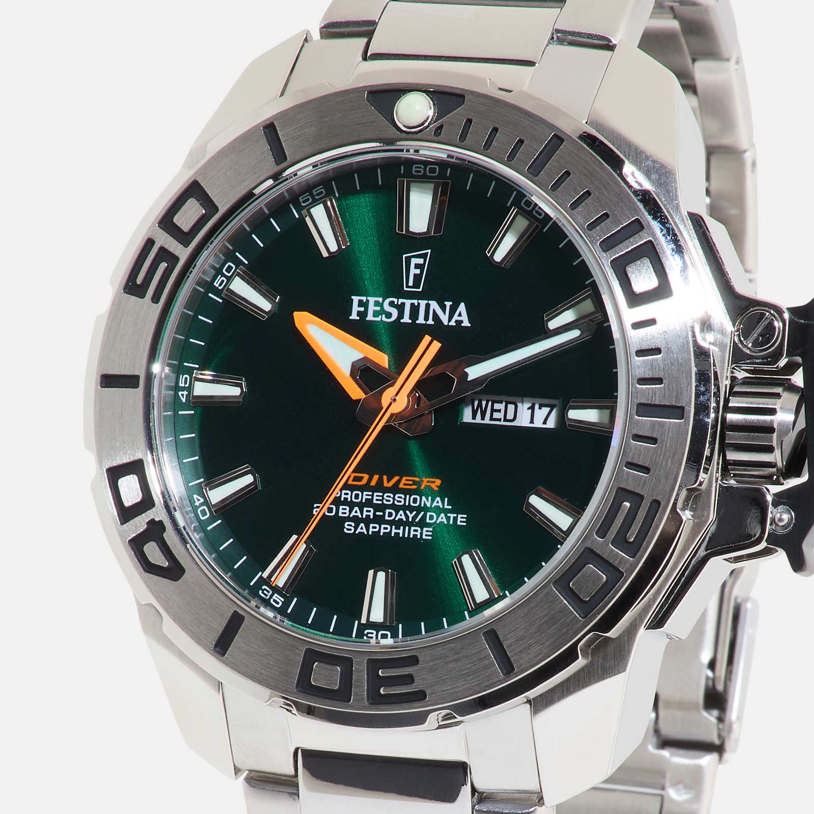 Festina F20665/2 Diver - herrklocka, stål/grön, 46mm