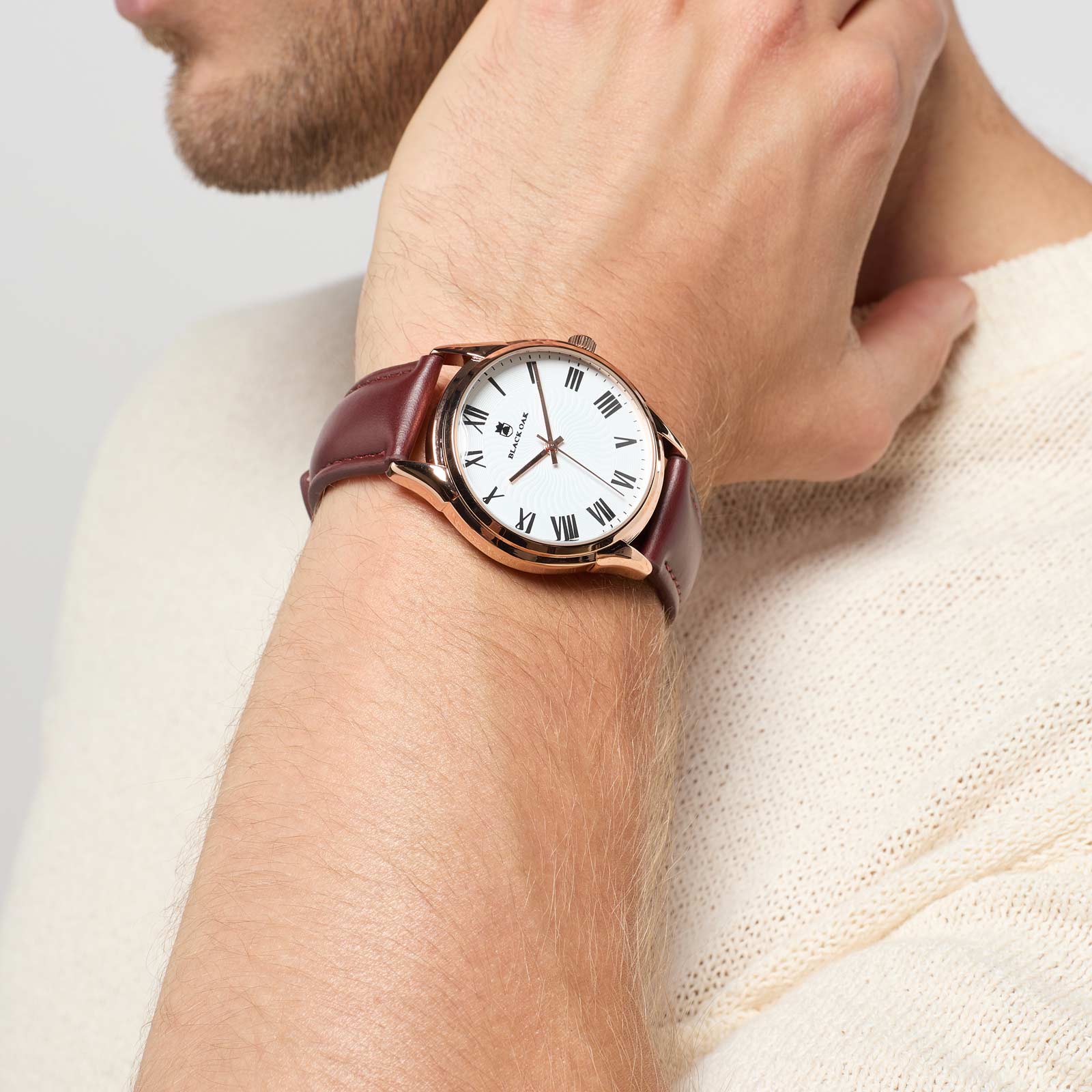Black Oak Tupelo herrklocka - rosegold/brun, 40 mm