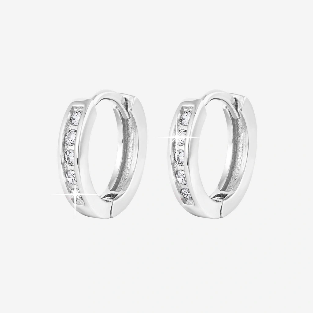 Örhängen i äkta silver - hoops med stenar 13,5mm