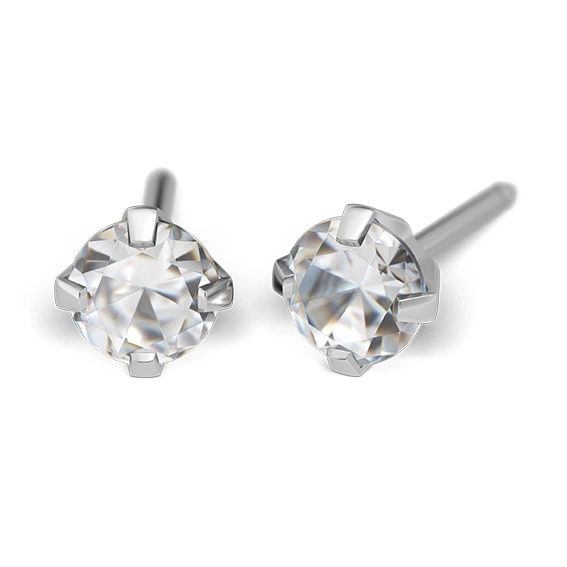 STUDEX - 1st örhänge kirurgiskt stål, Kubisk Zirkonia 4mm