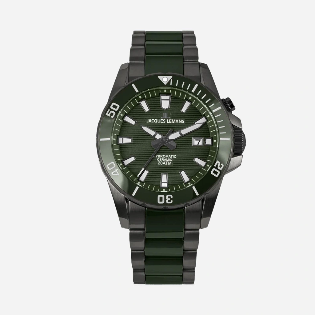 Jacques Lemans Hybromatic - herrklocka, stål/svart, 42mm