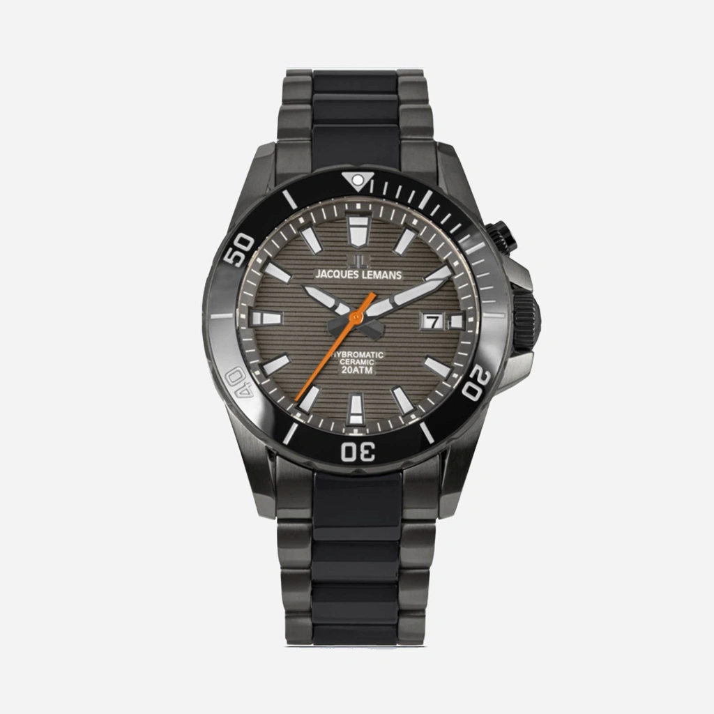 Jacques Lemans Hybromatic - herrklocka, svart/grå, 42mm