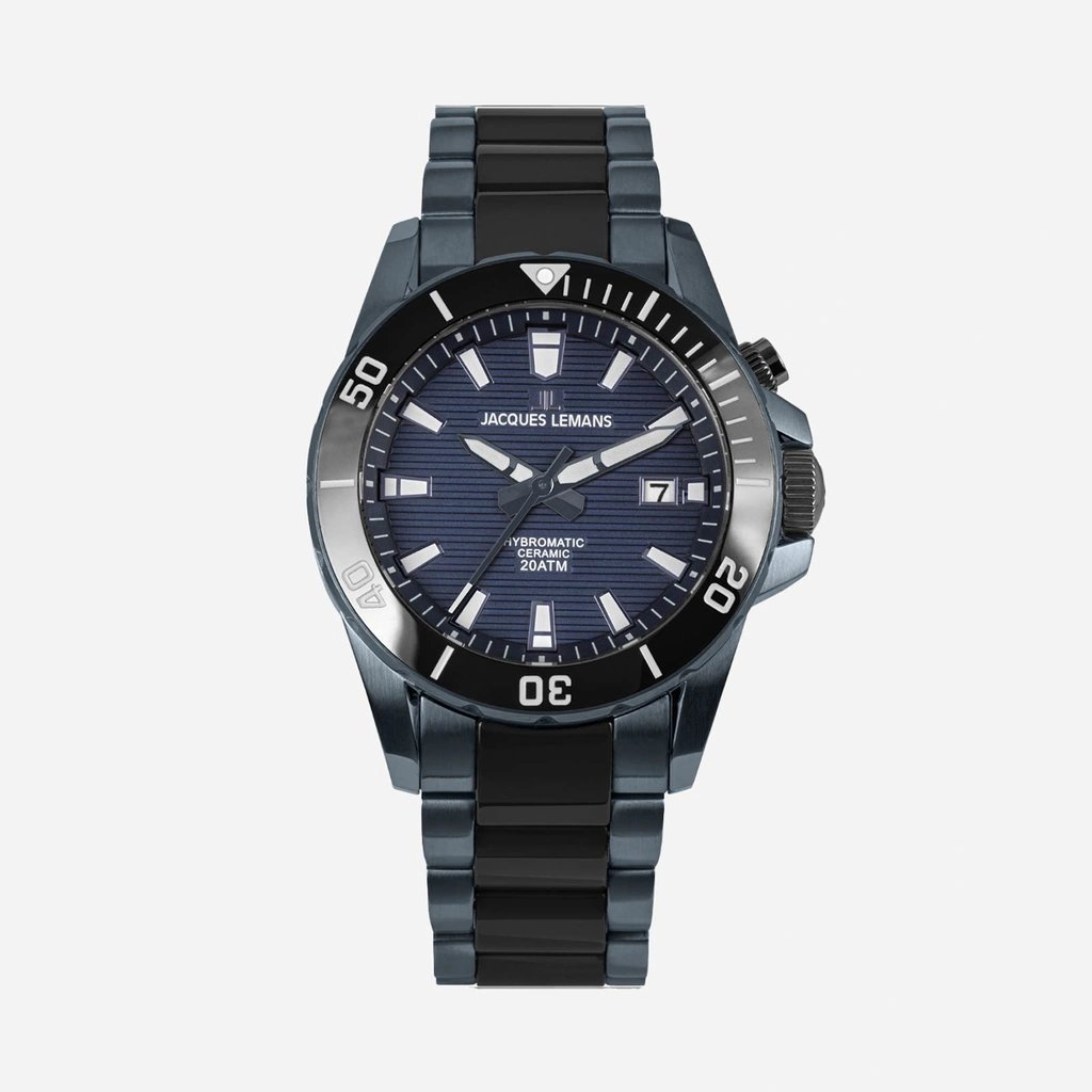 Jacques Lemans Hybromatic - herrklocka, svart/blå, 42mm