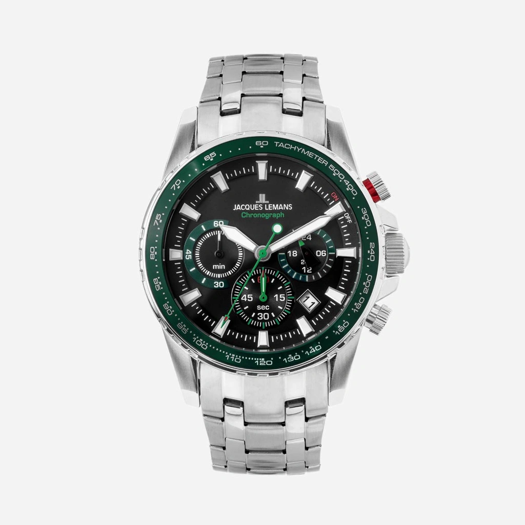 Jacques Lemans Liverpool - herrklocka, stål/grön, 42mm