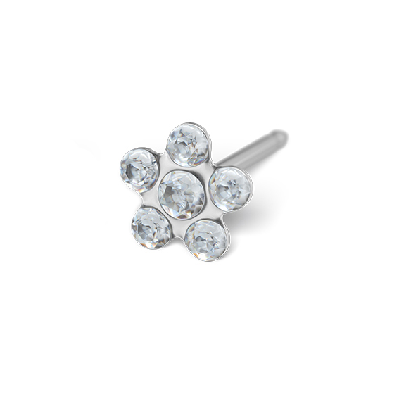 STUDEX - 1st örhänge kirurgiskt stål, vit blomma 5mm