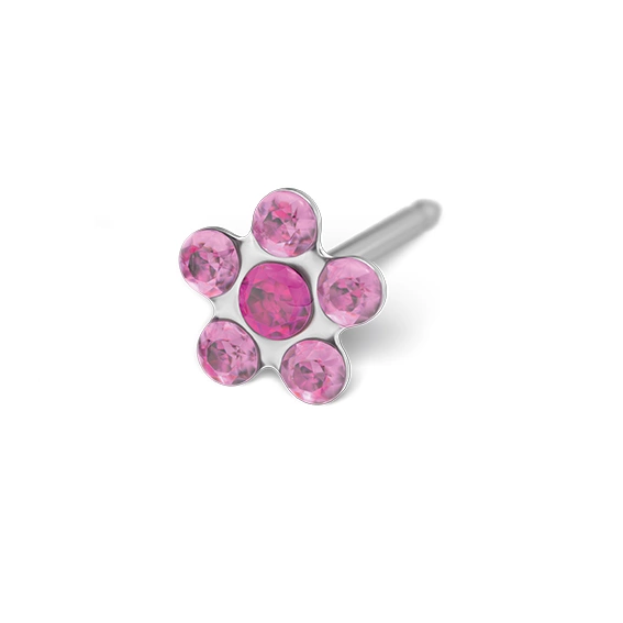 STUDEX - 1st örhänge kirurgiskt stål, rosa blomma 5mm