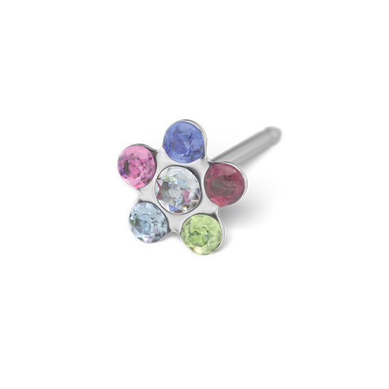 STUDEX - 1st örhänge kirurgiskt stål, flerfärgad blomma 5mm
