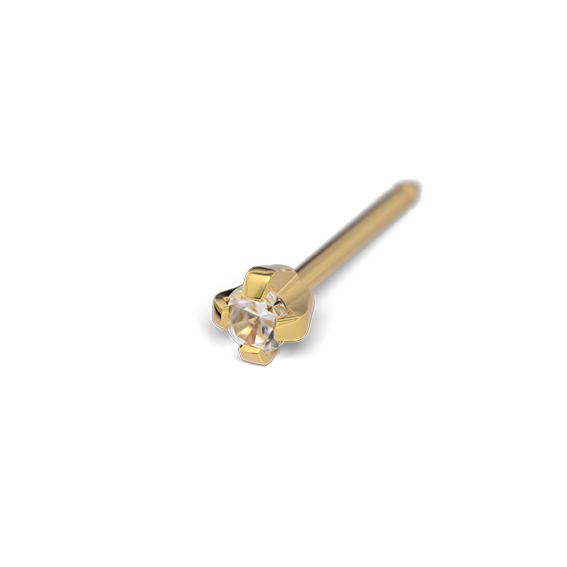STUDEX - 1st örhänge 9k guld, Kubisk Zirkonia, 2mm