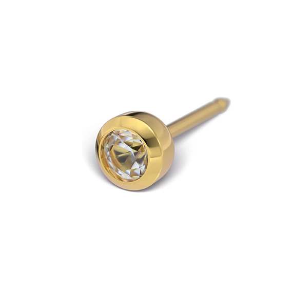 STUDEX - 1st örhänge 18k guld, kristall, 3mm
