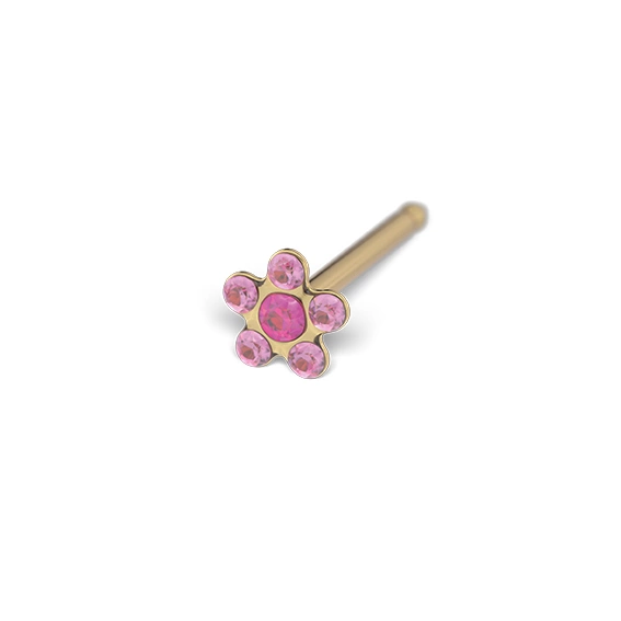 STUDEX - 1st barnörhänge kirurgiskt stål, rosa blomma, 3mm