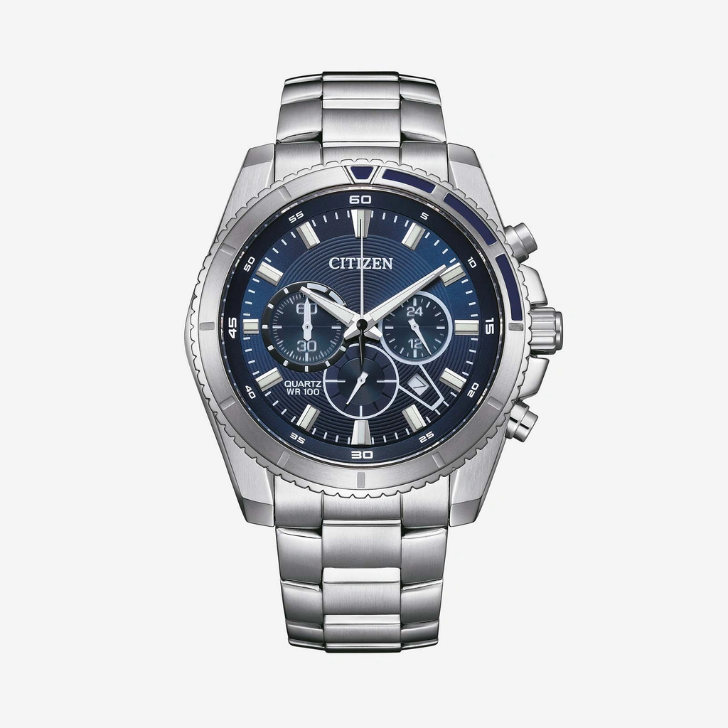 Citizen AQ kronograf herr, stål/blå - AN8201-57L