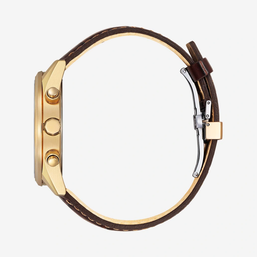 Citizen Radio Controlled herr, läder/guld - AT8263-10H