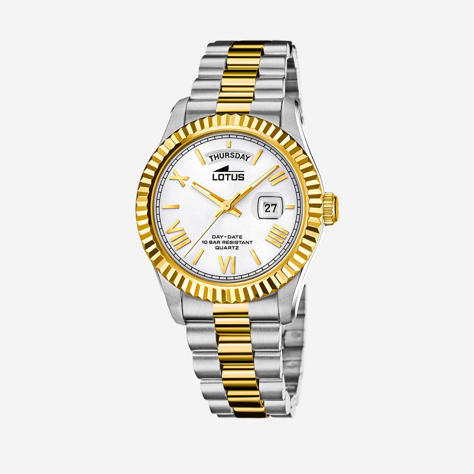 Lotus herrklocka -  dag/datum, bicolor/vit, 41,5 mm