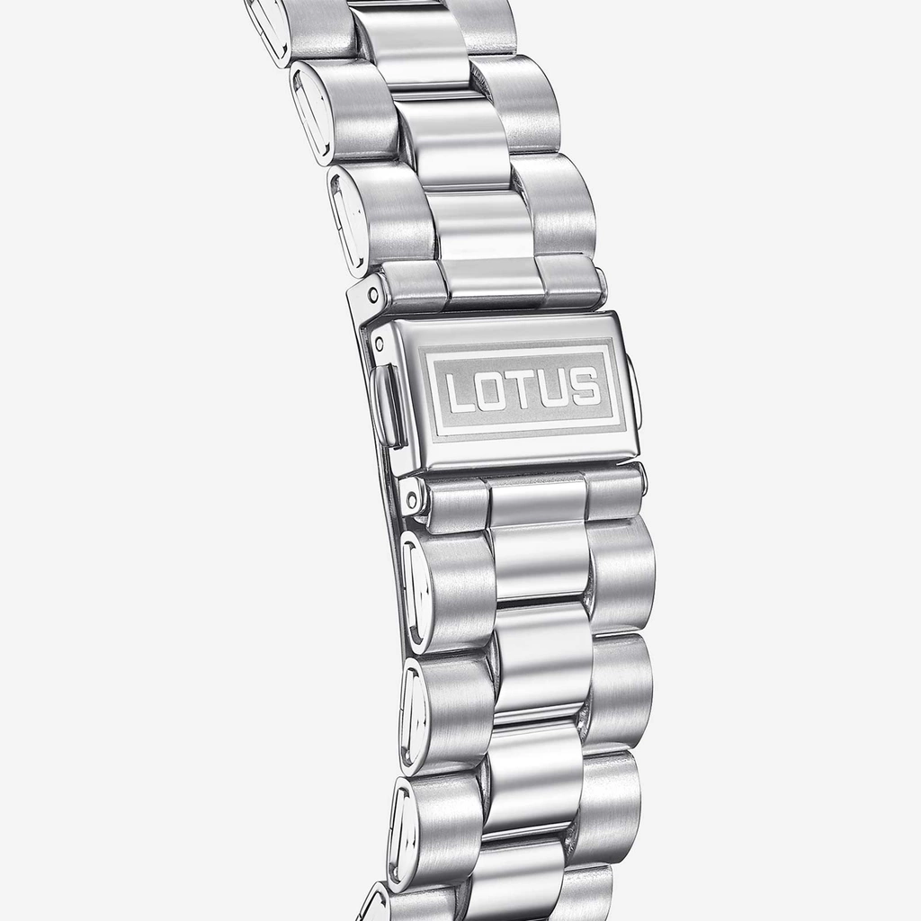 Lotus herrklocka -  dag/datum, stål/grön, stenar, 41,5 mm