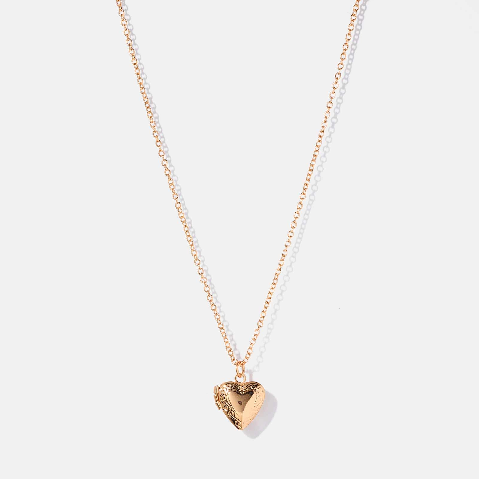 Guldfärgat halsband - hjärtberlock, 38+6cm