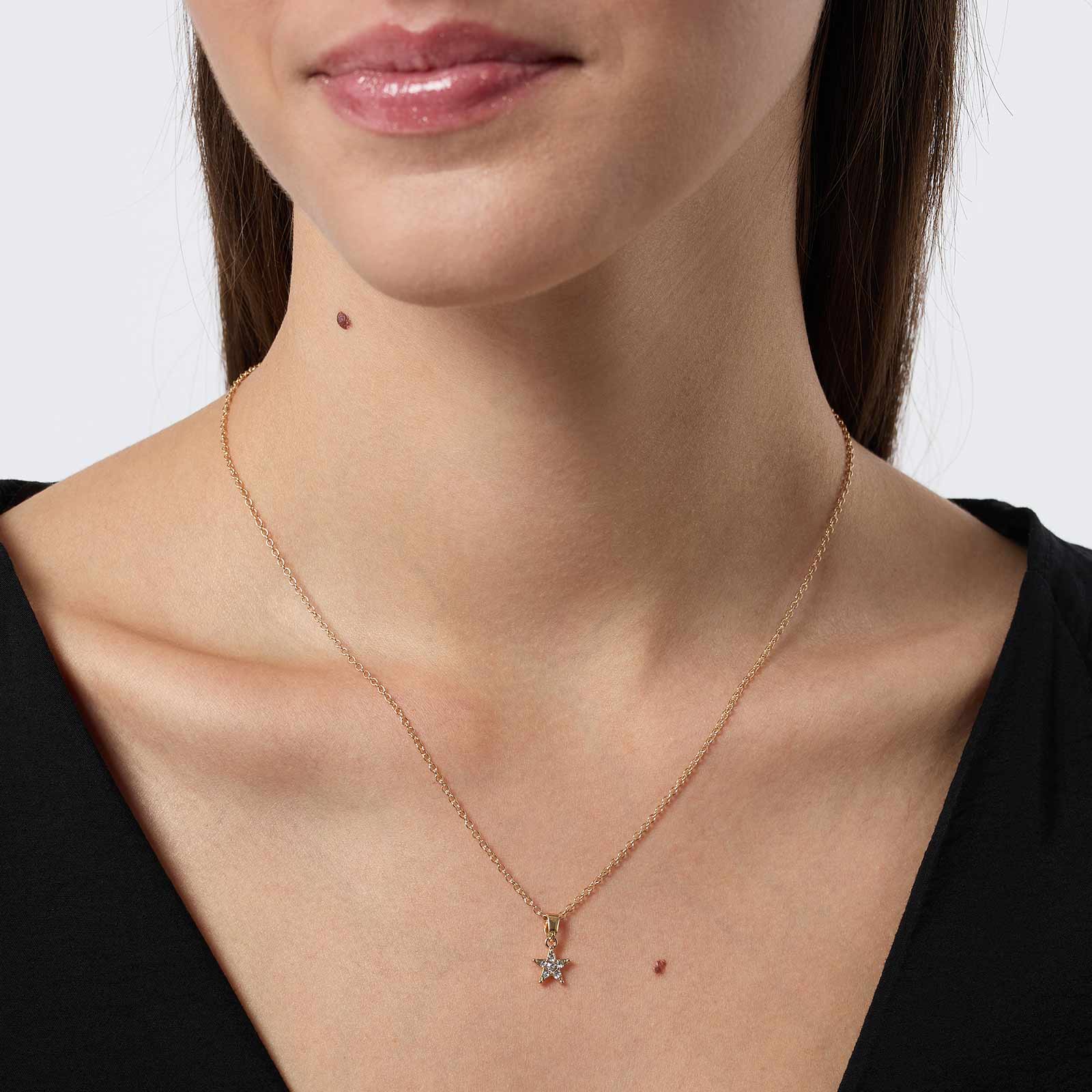 Guldfärgat halsband - stjärna, 38+6cm