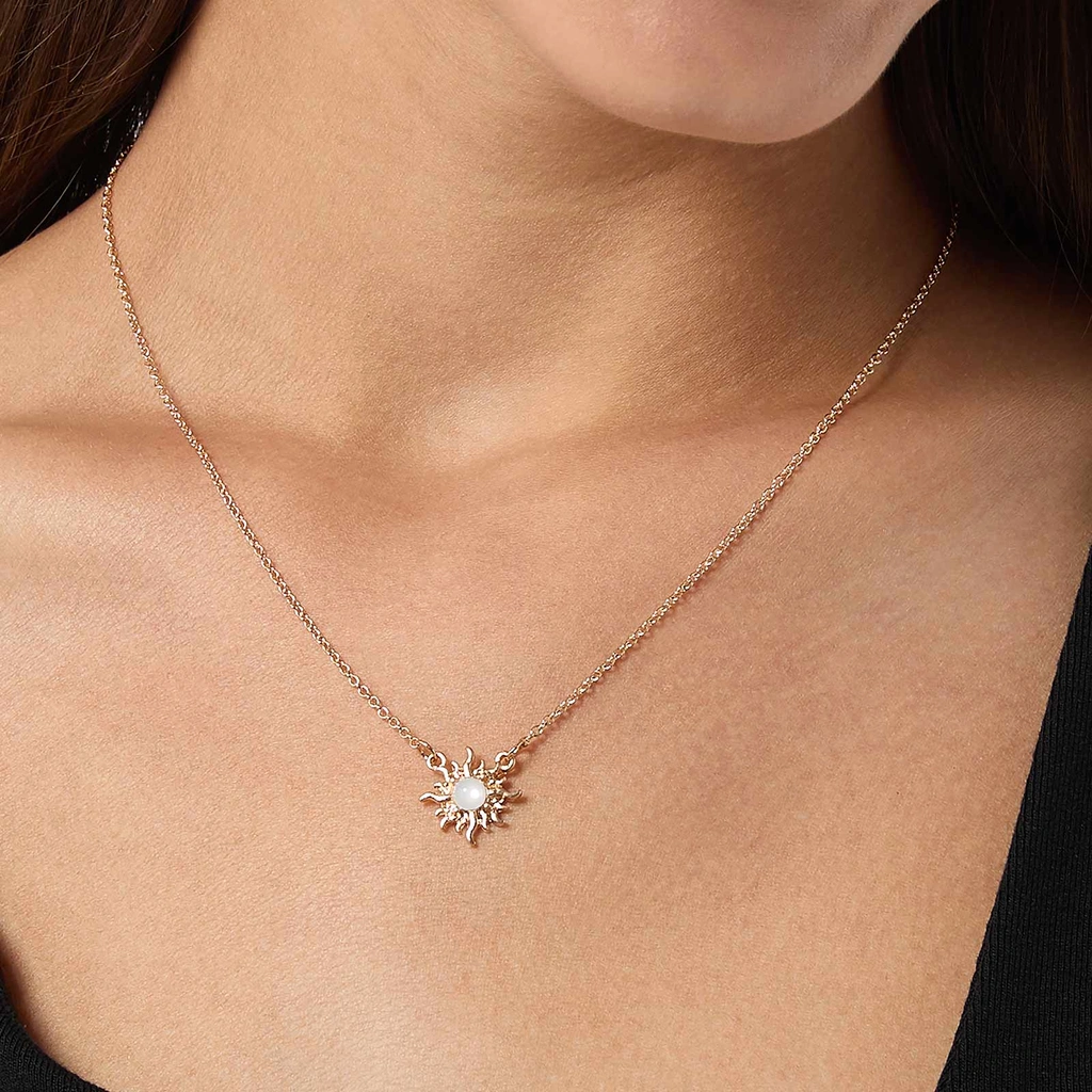 Guldfärgat halsband - sol, 38+6cm