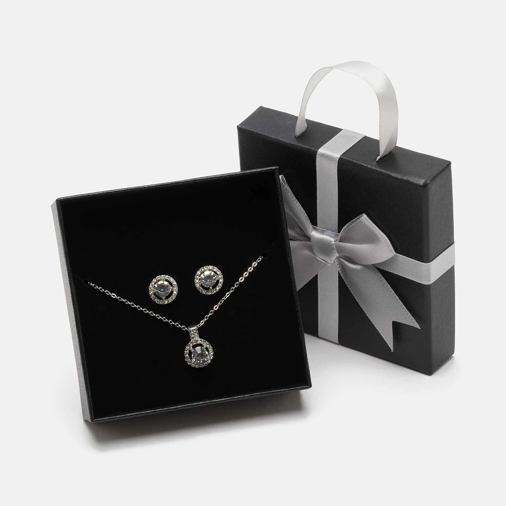 Silverfärgat smyckeset - cirklar