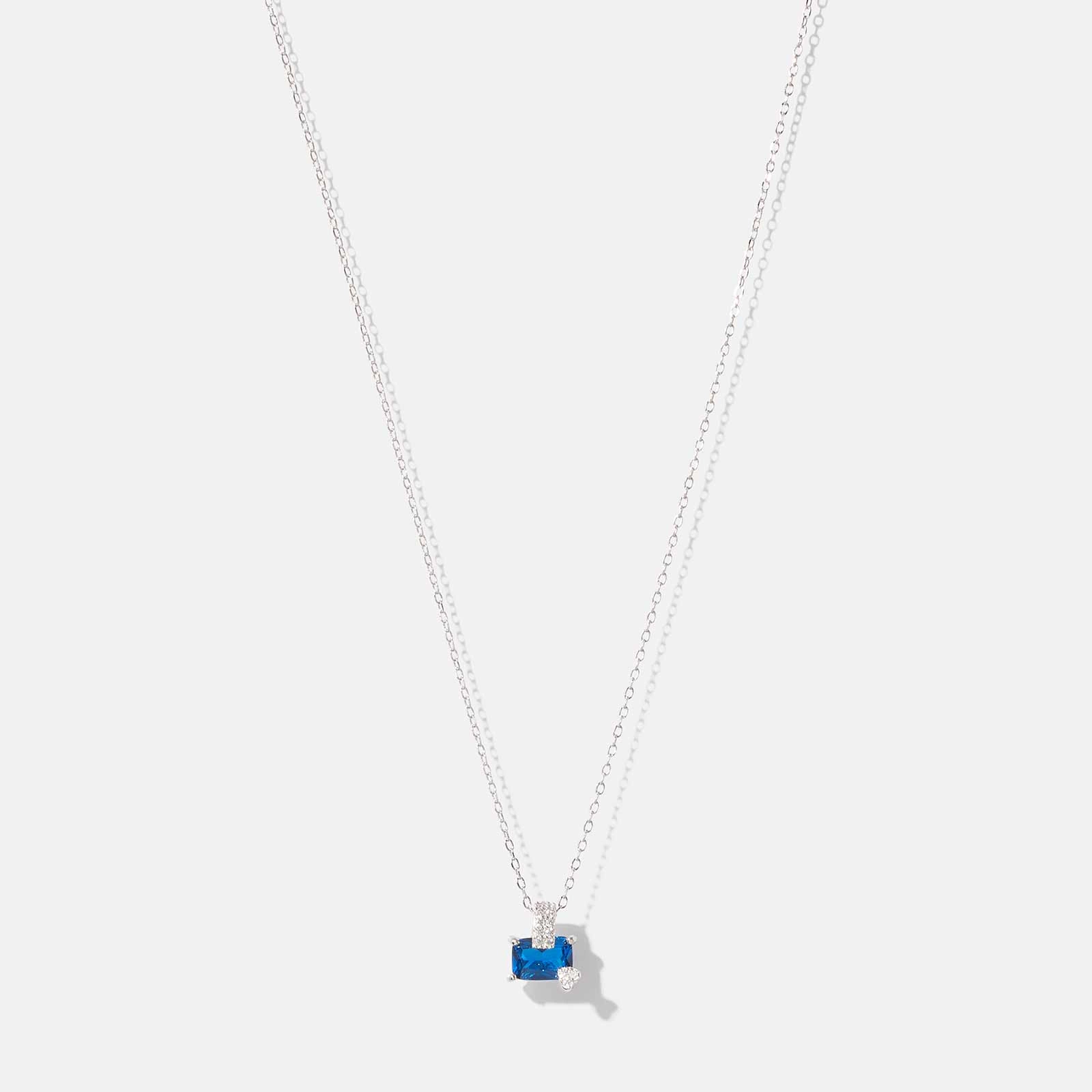 Halsband i äkta silver - blå Zirkonia med hjärta, 40+5cm