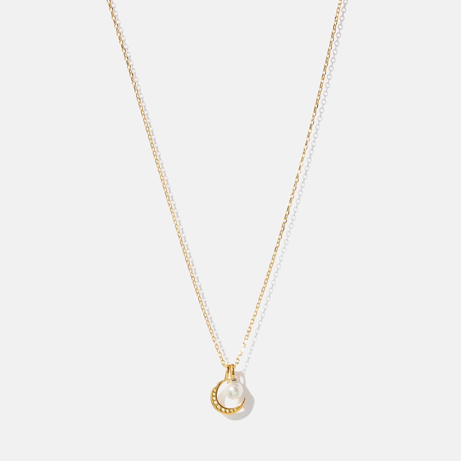 Guldpläterat halsband i äkta silver - måne & Shell Pearl