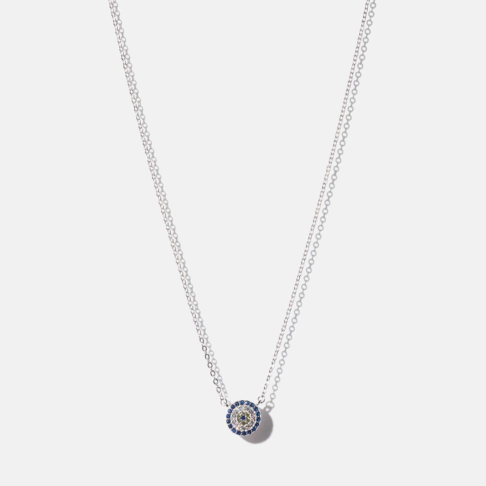 Halsband i äkta silver - berlock, blå/vita stenar 40+5cm