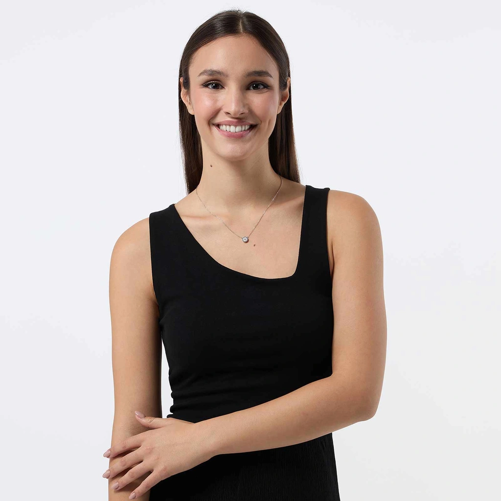 Halsband i äkta silver - berlock, blå/vita stenar 40+5cm