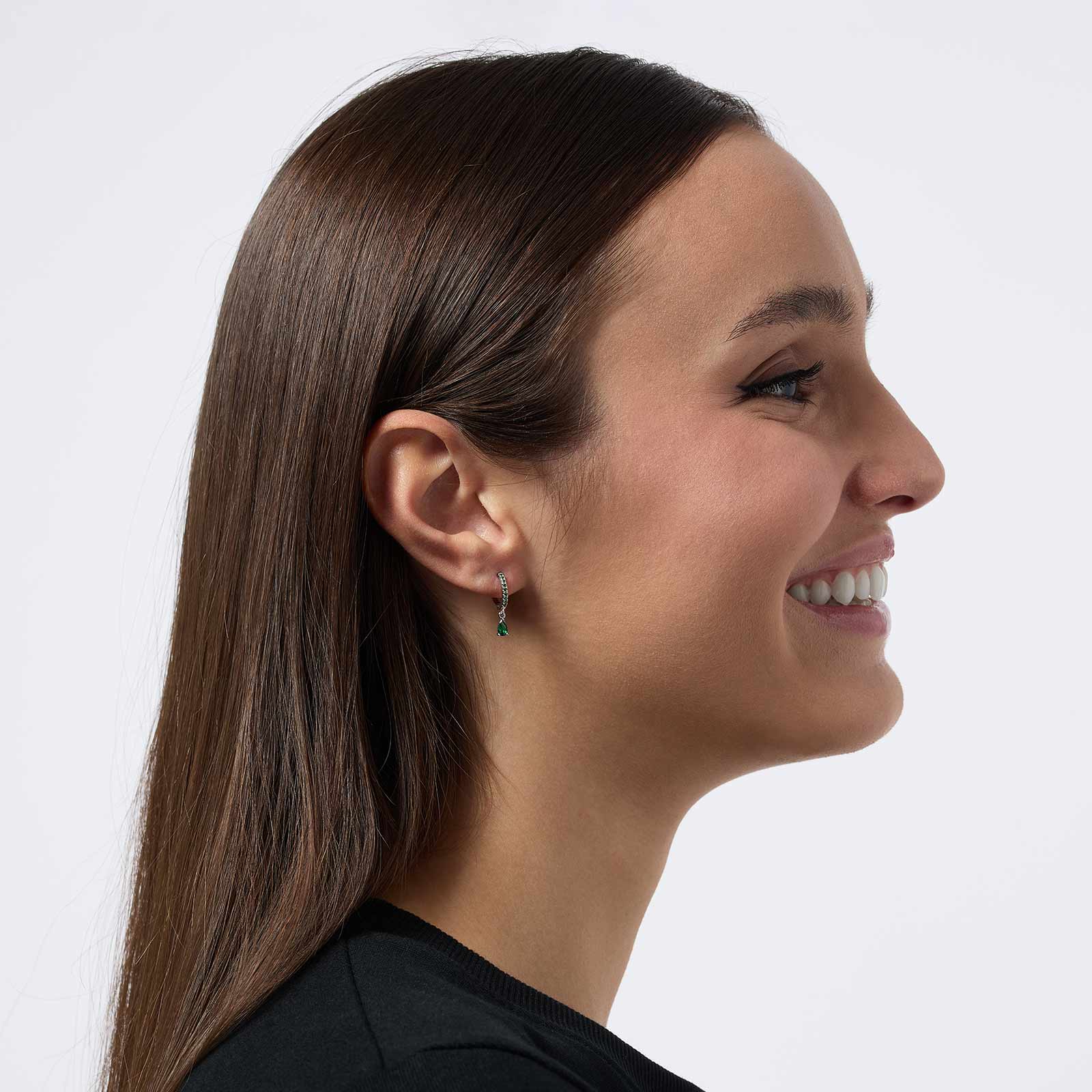 Hoops i äkta silver -  gröna Kubisk Zirkonia