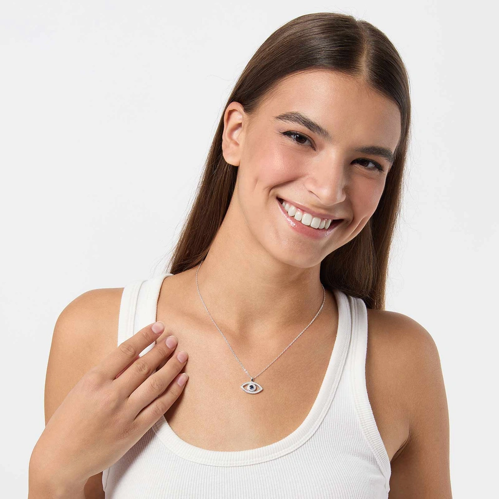 Halsband i äkta silver - berlock öga, 40+5cm