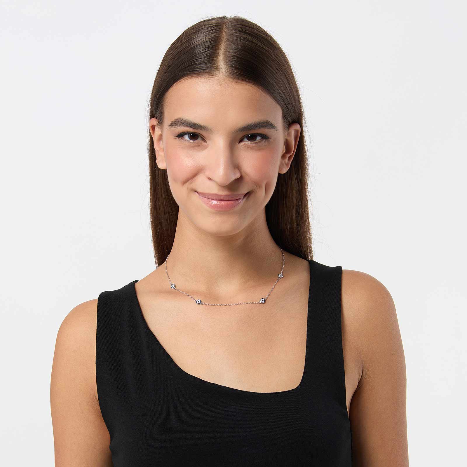 Halsband i äkta silver - fyra cirklar, 40+5cm