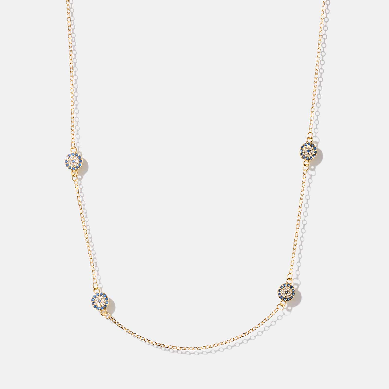 Guldpläterat halsband i äkta silver -  fyra cirklar, 40+5cm