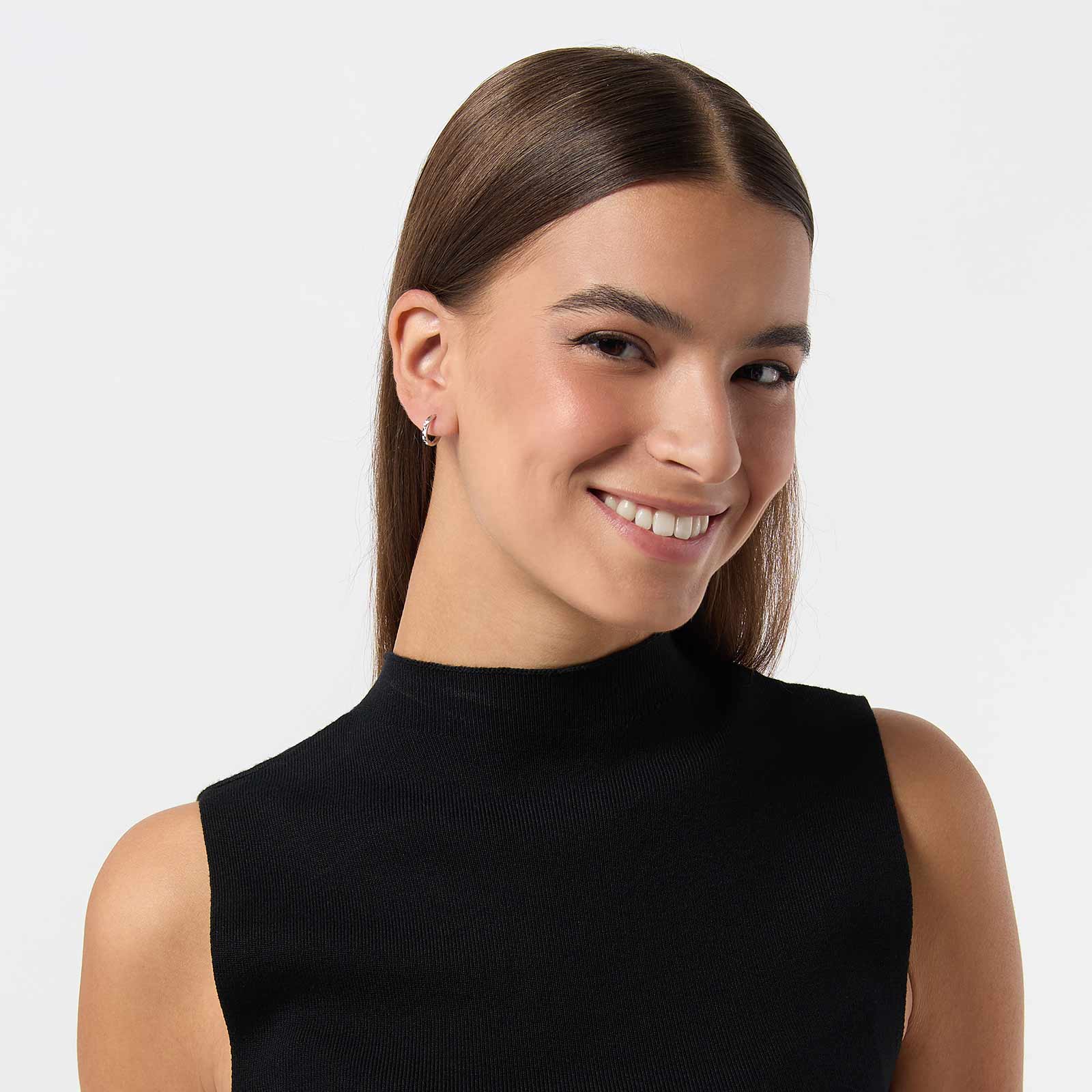 Hoops i äkta silver - mönstrad yta, 12mm