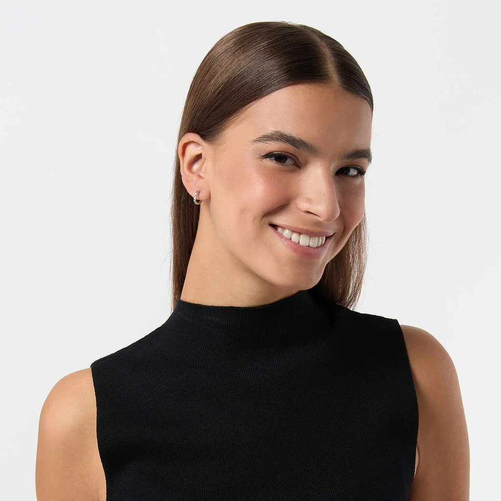 Hoops i äkta silver - mönstrad yta, 12mm