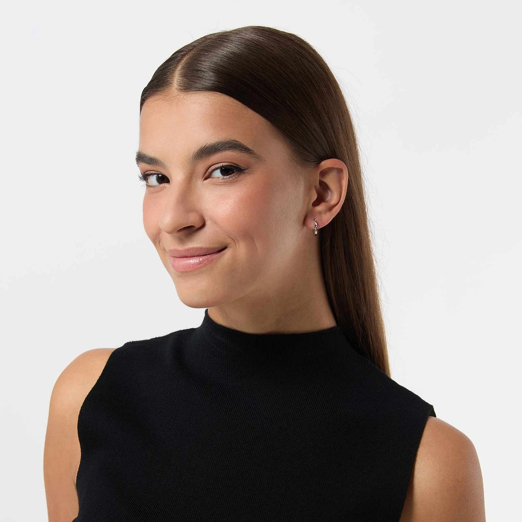 Hoops i äkta silver - mönstrad yta, 14mm