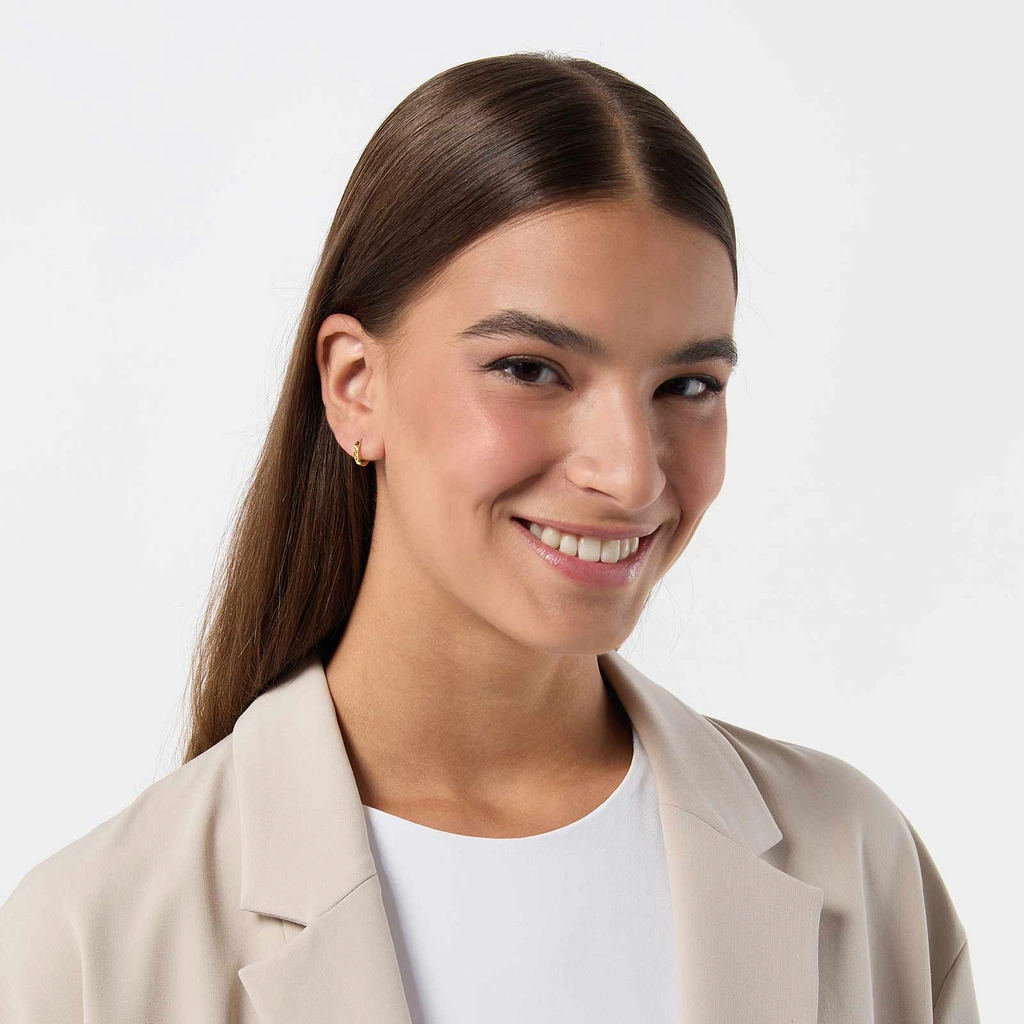 Guldpläterade hoops i äkta silver - mönstrad yta, 10mm