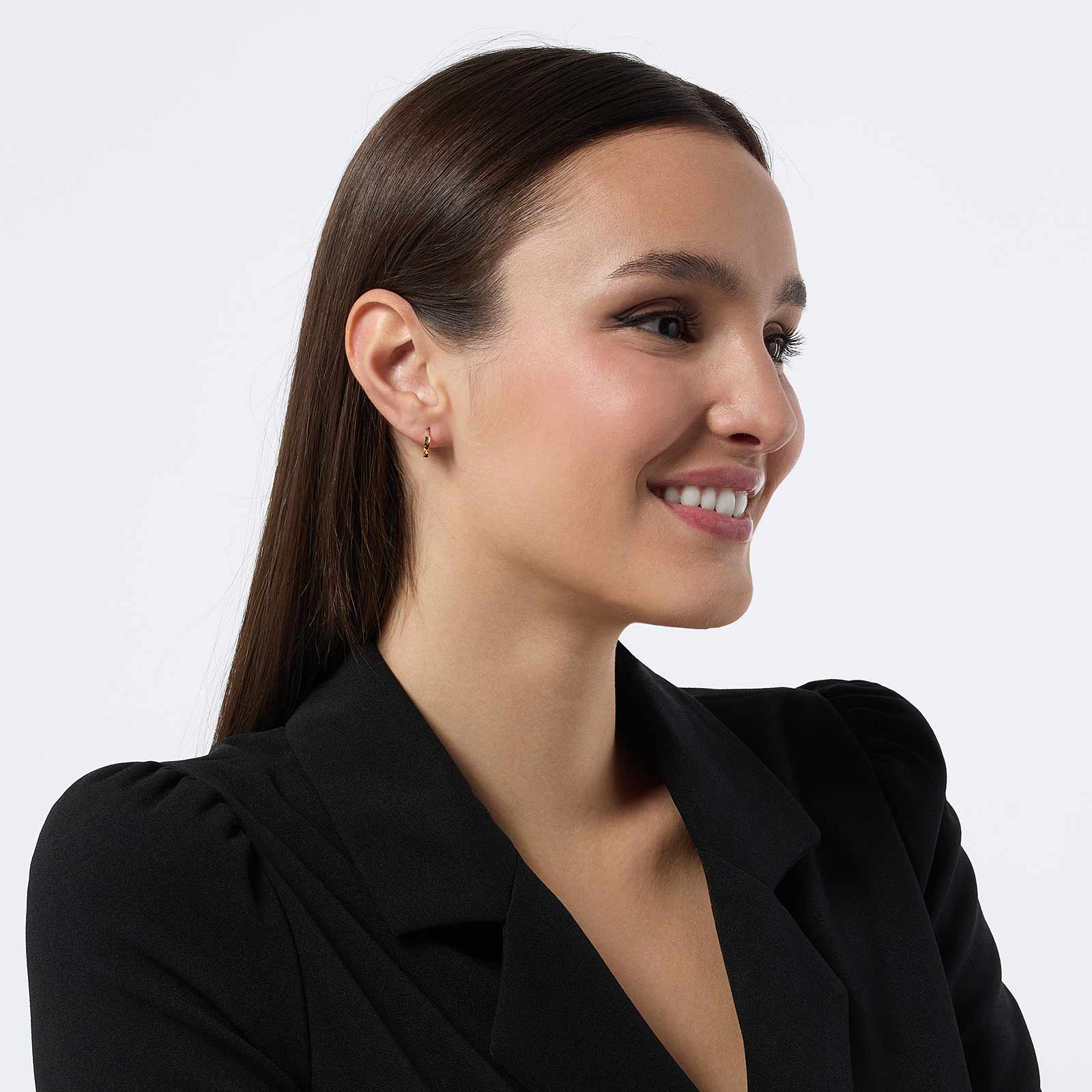 Guldpläterade hoops i äkta silver - mönstrad yta, 12mm