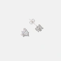 Studs i äkta silver -  Vit Zirkonia med hjärta