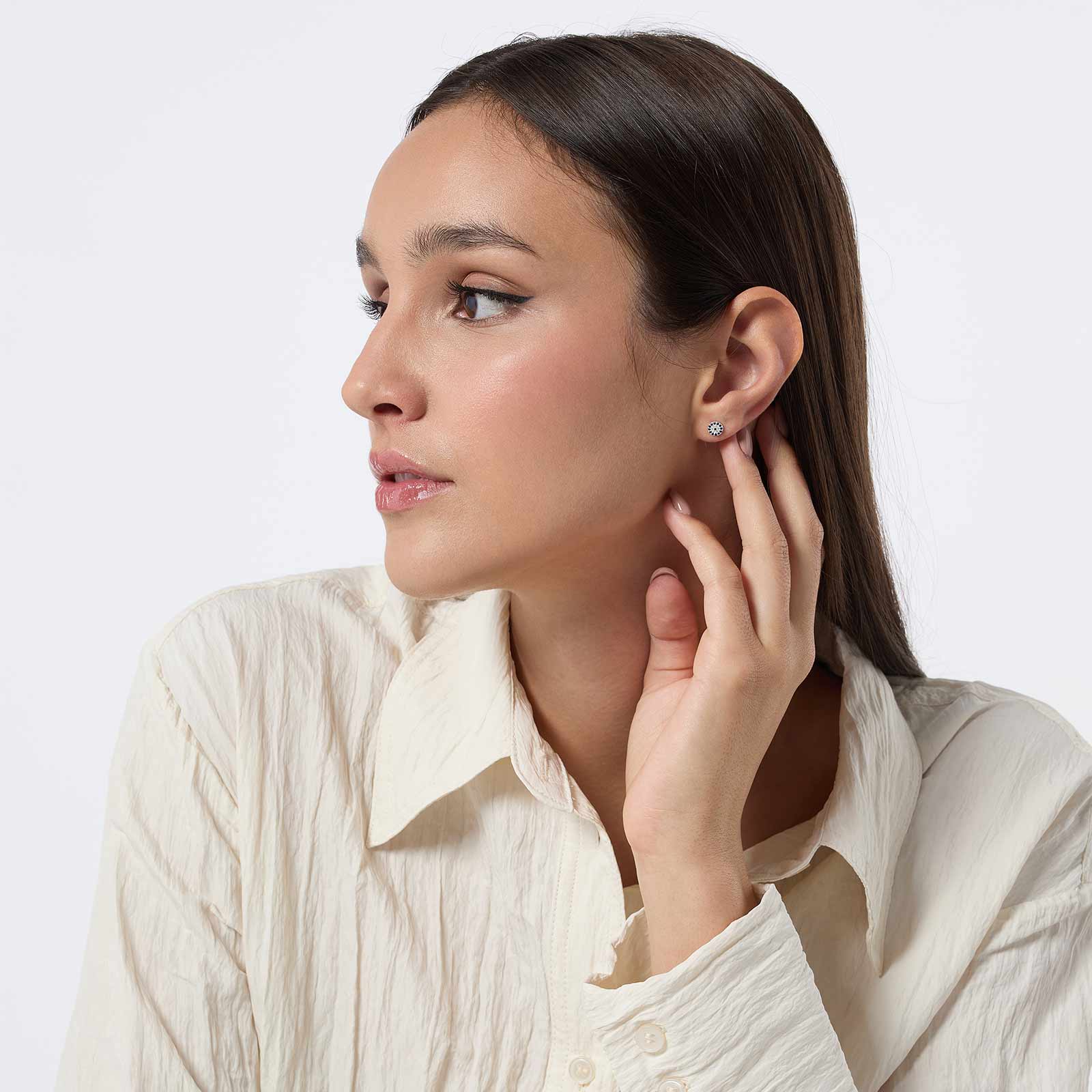 Örhängen i äkta silver - blå/vita stenar