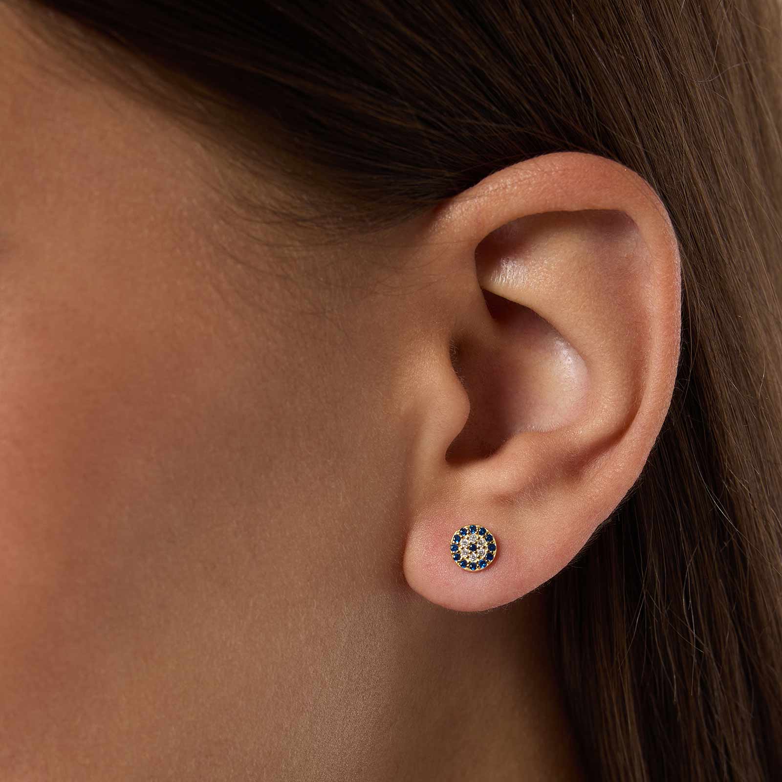 Guldpläterade örhängen i äkta silver - blå/vita stenar