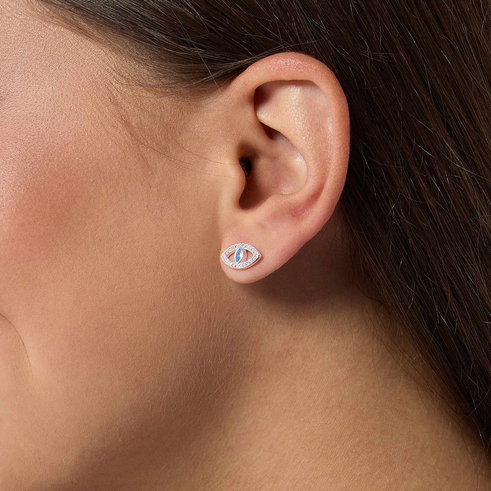 Örhängen i äkta silver - blått öga