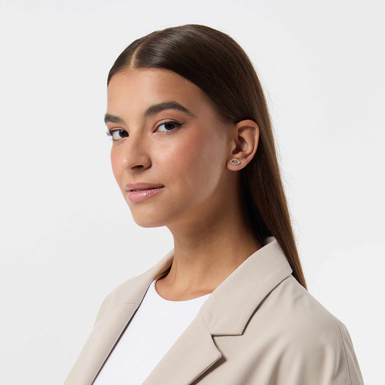 Guldpläterade örhängen i äkta silver - blått öga