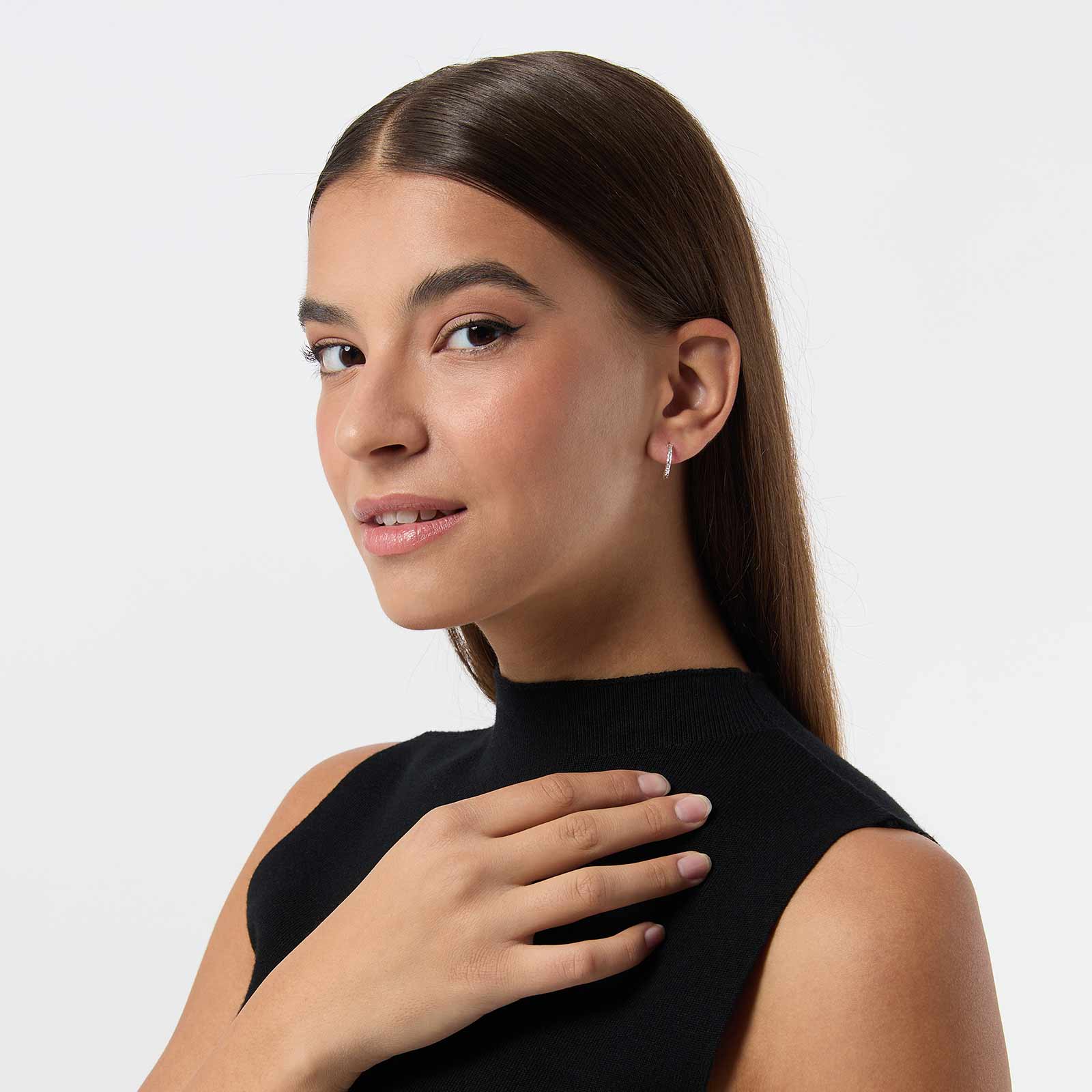 Örhängen i äkta silver - mönstrade hoops, 14mm