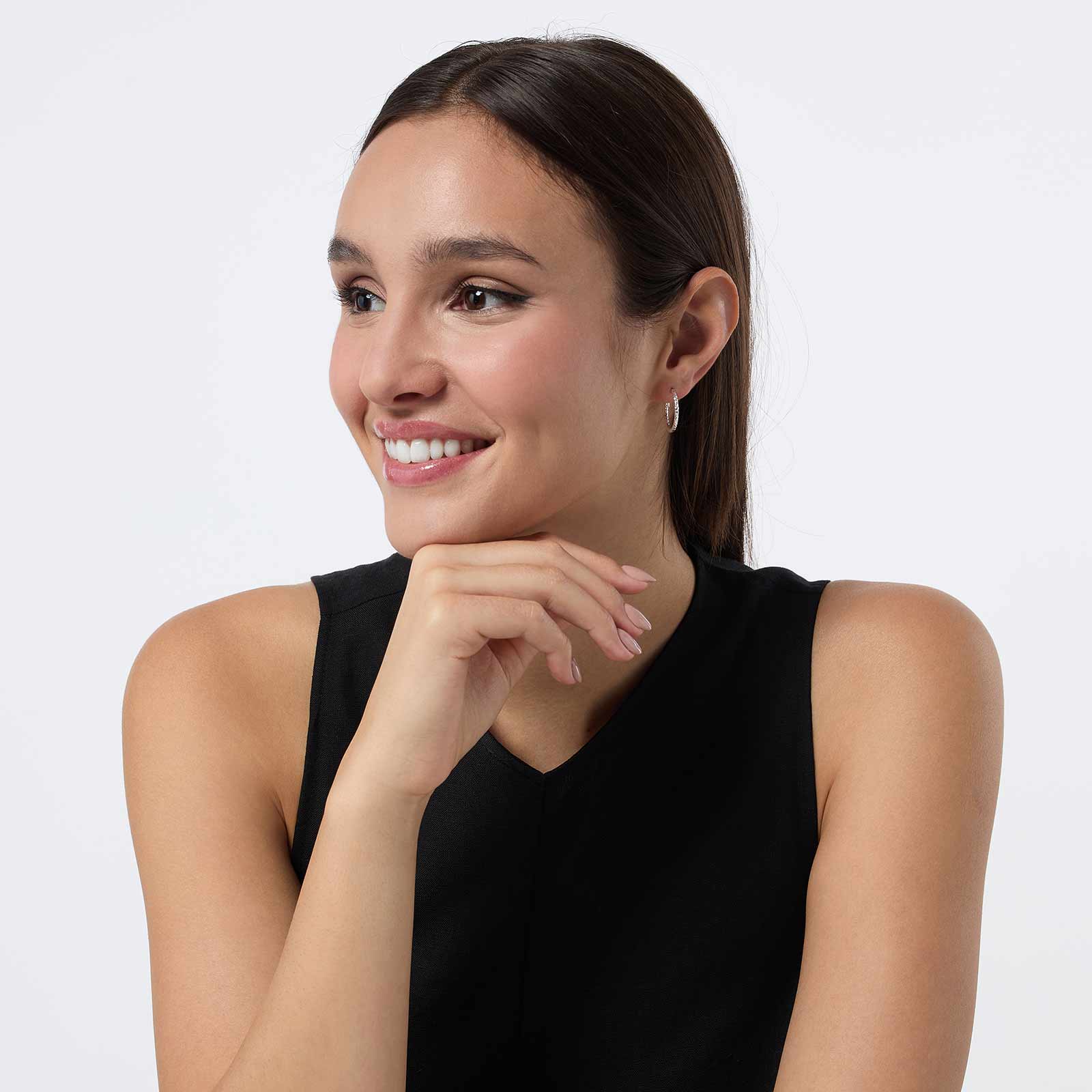 Örhängen i äkta silver - mönstrade hoops, 19mm