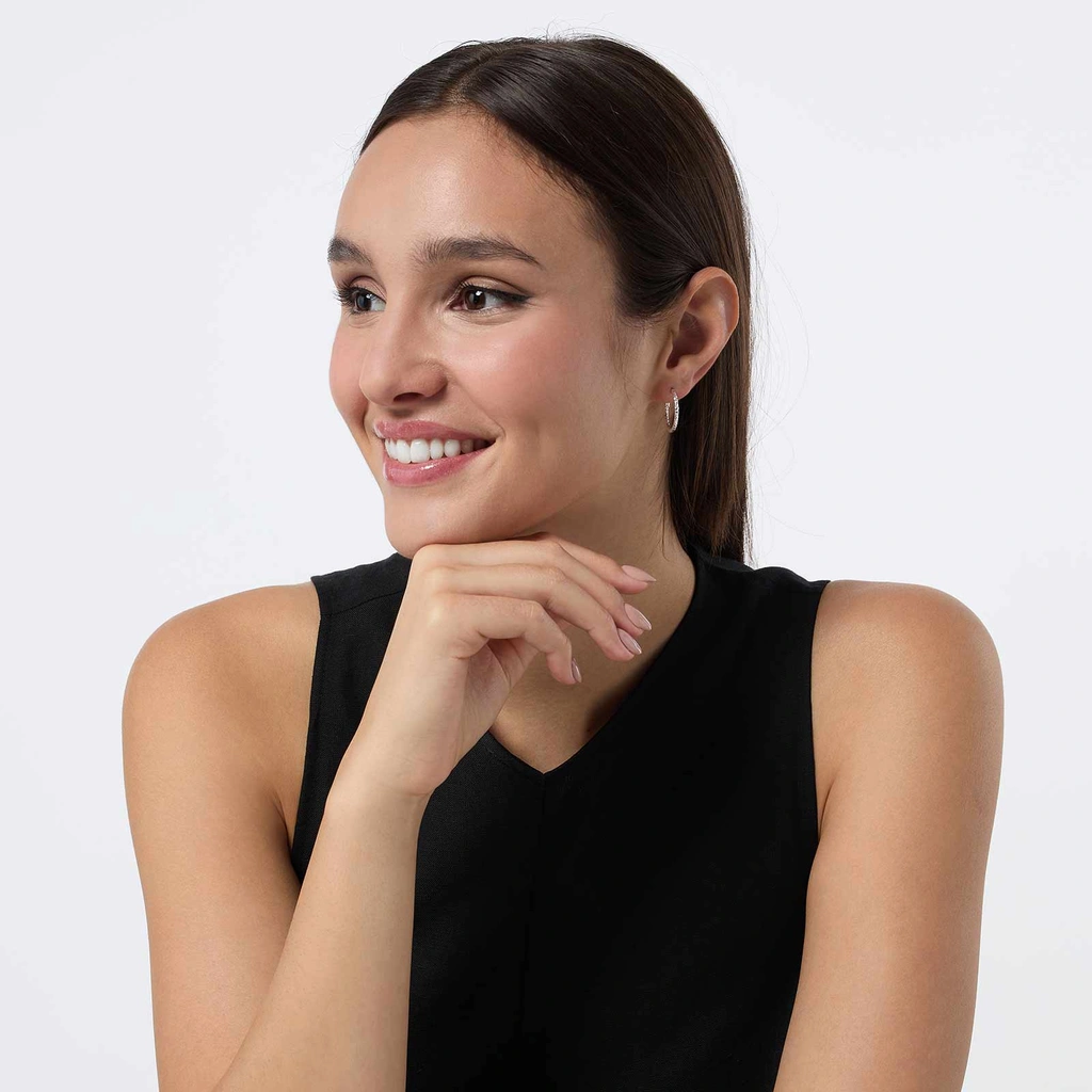 Örhängen i äkta silver - mönstrade hoops, 19mm