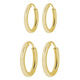 2-pack örhängen - guldfärgade hoops