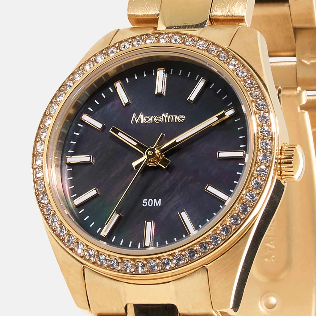 Moretime damklocka - guld/svart pärlemor, 28mm